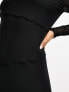 Vero Moda square neck long sleeve mesh midi dress in black