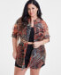 Фото #7 товара Trendy Plus Size Printed Organza Oversized Shirt