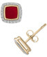 ფოტო #3 პროდუქტის Diamond Black Enamel Square Halo Stud Earrings (1/6 ct. t.w.) in 10k Gold (Also in Red Enamel), Created for Macy's