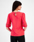 Фото #2 товара Women's Harmony Knit Open-Trim Elbow-Sleeve Top, Created for Macy's