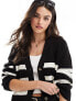 Фото #1 товара Selected Femme Bloomie cardigan in black white stripe