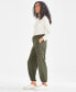 Petite Solid Drawcord-Hem Utility Pants, Created for Macy's