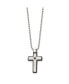 Brushed Black IP-plated CZ Cross Pendant Ball Chain Necklace