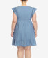 ფოტო #2 პროდუქტის Plus Size Ruffle Sleeve Knee-Length Dress