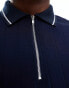 ASOS DESIGN rib polo in navy with white tipping