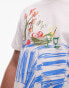 Topman oversized fit t-shirt with table scene drawing print in ecru