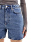 Weekday Eya high waisted denim shorts in 90's blue