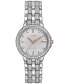 ფოტო #1 პროდუქტის Women's Eco-Drive Crystal Accent Stainless Steel Bracelet Watch 28mm EW2340-58A
