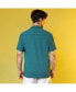 Men's Teal Green Self-Design Pom-Pom Shirt