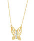 Фото #3 товара Italian Gold butterfly 17" Pendant Necklace in 10k Gold