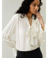 Фото #2 товара Блузка шелковая с вырезом V и бантом LilySilk для женщин