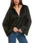 Frame Denim V-Neck Shirred Blouse Women's Black L