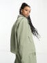 IIQUAL unisex shoulder detail utility jacket co-ord in sage