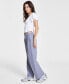 Фото #3 товара Juniors' High-Rise Linen Wide-Leg Pleat-Front Trouser Pants