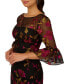 Women's Floral Embroidered Flare-Sleeve Sheath Dress