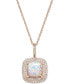 ფოტო #1 პროდუქტის Lab-Grown Opal (1-3/8 ct. t.w.) and White Sapphire (1/3 ct. t.w.) 18" Pendant Necklace in 14k Rose Gold-Plated Sterling Silver