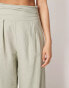 ASOS EDITION ruched waistband super wide leg tailored trouser co-ord in dusky green