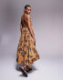 ASOS DESIGN tiered halter midi dress in all over tie dye print Braune Batikoptik, 32 - фото #4