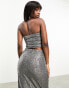 Фото #2 товара ASOS DESIGN sequin strapless corset top in charcoal