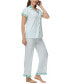 ფოტო #7 პროდუქტის Women's Printed Notch Collar Short Sleeve with Ruffle and Pants 2 Pc. Pajama Set