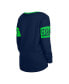 Фото #2 товара Women's College Navy Seattle Seahawks Lace-Up Notch Neck Long Sleeve T-shirt