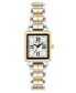 ფოტო #1 პროდუქტის Women's Three-Hand Quartz Square Gold-Tone and Silver-Tone Alloy Bracelet Watch, 21mm