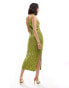 New Look stitched v-neck dress in light green