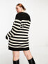 Фото #5 товара Threadbare Plus Evie midi jumper dress in black and white stripe