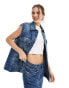 ASOS DESIGN oversized denim waistcoat in mid wash blue