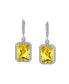 ფოტო #6 პროდუქტის Statement Fashion 10CT Emerald Cut CZ Halo Dangle Huggie Dangle Earrings Prom Cubic Zirconia