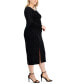 Фото #3 товара Plus Size Asymmetrical-Neck Ruched Animal Print Velvet Midi Dress