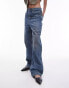 Фото #1 товара Topshop high rise Baggy jeans in coated blue