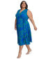 Фото #3 товара Plus Size Pebble-Knit V-Neck Sleeveless A-Line Dress