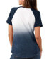 Фото #3 товара Women's Navy, White New York Yankees Shortstop Ombre Raglan V-Neck T-shirt