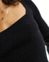 Hollister slim fit square neck jumper with flute sleeves in black Черный, XL - фото #3