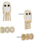 ფოტო #1 პროდუქტის 18k Gold-Plated 2-Pc. Set Pavé Ghost & Boo Stud Earrings