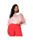 ფოტო #1 პროდუქტის Plus Size Peter Pan Collar Mesh Ruffle Top