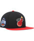 ფოტო #1 პროდუქტის Men's Black, Red Miami Heat Hardwood Classics Coast to Coast Fitted Hat