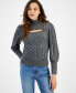 Фото #1 товара Women's Cable-Knit Keyhole Mock-Neck Sweater