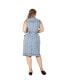 Фото #3 товара Women's Plus Size Belted Denim Pocket Midi Dress