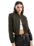 ASOS DESIGN tailored bomber jacket with strong shoulder in khaki