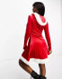 Фото #3 товара Threadbare santa Christmas velour hooded mini dress with faux fur trim