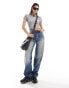 Фото #1 товара Weekday Rail mid waist loose fit straight leg jeans in jackpot blue