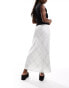 Mango lightweight linen mix check skirt in white