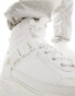 Фото #2 товара ASOS DESIGN lace up worker boots in white with chunky sole and straps