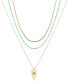 ფოტო #1 პროდუქტის 14k Gold Flash Plated Reconstituted Turquoise Stone and Evil Eye Heart Layered Pendant Necklaces, 3 Piece Set