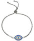 ფოტო #1 პროდუქტის Cubic Zirconia Evil Eye Bolo Bracelet in Sterling Silver, Created for Macy's