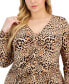 Фото #3 товара Plus Size Animal-Print Ruched Top, Created for Macy's