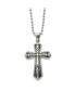 ფოტო #1 პროდუქტის Antiqued Black IP-plated Cross Pendant Ball Chain Necklace