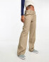 Фото #1 товара Monki low rise straight leg trousers in taupe melange